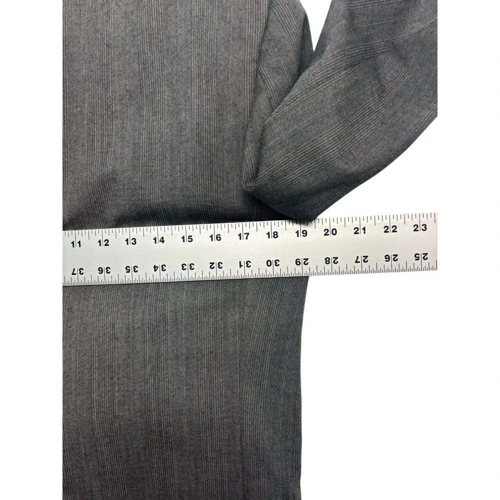 vtg 90s Perry Ellis 36S 29x28 Gray Plaid 2pc Pant Suit Wool Pleated Cuffed USA